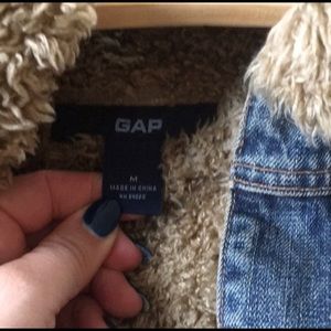 GAP faux fur lined jean jacket